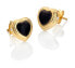 Фото #2 товара Jac Jossa Soul DE788 Diamond and Onyx Gold Plated Heart Earrings