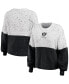 Women's White, Black Las Vegas Raiders Color-Block Pullover Sweater