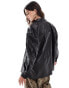 Vero Moda oversized faux leather shirt in black