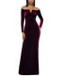 Velvet Off-The-Shoulder Gown Бордовый, 8 - фото #1