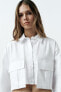 Gabardine fabric cropped shirt