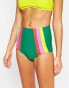 Фото #1 товара Lolli Womens Multi Color Swirl High Waisted Striped Bikini Bottoms Size M