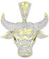 ფოტო #1 პროდუქტის White Diamond (1 ct. t.w.) & Black Diamond Accent Bull Pendant in 10k Gold