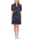 ფოტო #1 პროდუქტის Women's Printed Split-Neck Short-Sleeve Babydoll Dress