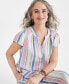 Фото #3 товара Women's Stripe Flutter-Sleeve Top, Created for Macy's