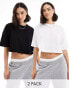 Miss Selfridge 2 pack cropped tee in black and white