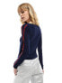 Фото #3 товара COLLUSION long sleeve slash neck stripe top in navy