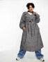 Фото #8 товара ASOS DESIGN Curve heritage check trench coat in mono