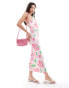 ASOS DESIGN halter neck midi dress with twist back in pink floral