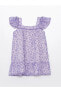 LCW ECO Kare Yaka Kolsuz Çiçek Desenli Kız Bebek Elbise