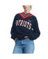 Women's Navy New England Patriots Heidi V-Neck Pullover Sweatshirt