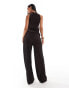 Фото #4 товара ASOS DESIGN co-ord high waist plisse straight leg trousers in chocolate