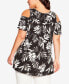 Фото #2 товара Plus Size Claire Cold Shoulder Print Tunic Top