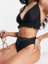 ASOS DESIGN Fuller Bust mix and match ruffle triangle bikini top with clasp back in black