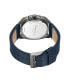ფოტო #3 პროდუქტის Men's Dress Sport Blue Dark Genuine Leather Watch 43mm
