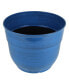 Glazed Brushed Happy Large Plastic Planter Dark Blue 15 Inch