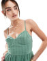 Brave Soul midi dress with split detail in mineral green