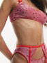 Фото #2 товара ASOS DESIGN Valentines 3 piece soft bra, suspender & thong set in pink glitter hearts
