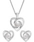 ფოტო #3 პროდუქტის Cultured Freshwater Pearl (5mm) & Diamond Accent Heart Stud Earrings in Sterling Silver