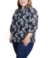 Фото #3 товара Plus Size 3/4 Sleeve Chiffon Blouse