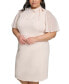 Фото #3 товара Plus Size Chiffon-Sleeve Bow-Neck Dress