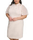 ფოტო #3 პროდუქტის Plus Size Chiffon-Sleeve Bow-Neck Dress