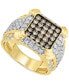 Фото #1 товара Men's White Diamond (1-1/3 ct. t.w.) & Brown Diamond (7/8 ct. t.w.) Cluster Ring in 10k Gold