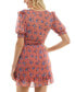 ფოტო #2 პროდუქტის Juniors' Ruffled Floral Clip-Dot A-Line Dress