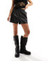 Noisy May faux leather high wasted short in black