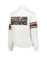 ფოტო #4 პროდუქტის Women's White Cleveland Browns Line Up Satin Full-Snap Varsity Jacket