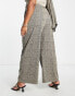 ASOS DESIGN Curve jersey slouch wide leg trouser in sage check