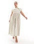 COLLUSION Plus twill raw hem maxi smock dress in stone