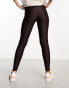 New Look ribbed legging in dark brown