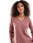 ONLY v neck slouchy jumper in dark pink