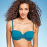 Фото #2 товара Women's Light Lift Shirred Underwire Bikini Top - Shade & Shore Teal Blue 36C