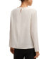 ფოტო #5 პროდუქტის Women's Pleated Front Long-Sleeved Blouse