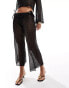 In The Style x Perrie Sian sequin crochet wide leg beach trousers co-ord in black Черный, EU 42-44 - фото #3