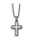 White Bronze Plated Scratch Cross Pendant Ball Chain Necklace