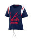 Women's Navy Atlanta Braves Cinched Colorblock T-shirt