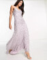 Фото #4 товара Beauut Bridesmaid allover embellished cami slip maxi dress with train in muted lavender