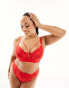 ASOS DESIGN Curve Kaye lace and spot high waisted thong in red