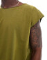 Brave Soul oversized raw edge vest in sea kelp green