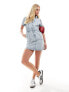 Фото #3 товара Morgan denim mini shirt dress in light blue wash