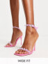 Фото #1 товара Public Desire Wide Fit Sydney tie ankle sandals with clear embellishment in pink