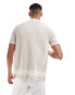 Hollister short sleeve pattern knit buttonthrough shirt in stone/white