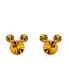 ფოტო #1 პროდუქტის Mickey Mouse Silver Plated Birthstone Stud Earrings - November Topaz Brown Crystal