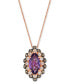 ფოტო #1 პროდუქტის Grape Amethyst (1-5/8 ct. t.w.) & Diamond (1/3 ct. t.w.) Marquise Halo Adjustable 20" Pendant Necklace in 14k Rose Gold
