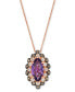 Фото #1 товара Grape Amethyst (1-5/8 ct. t.w.) & Diamond (1/3 ct. t.w.) Marquise Halo Adjustable 20" Pendant Necklace in 14k Rose Gold