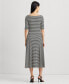 ფოტო #2 პროდუქტის Women's Striped Stretch Cotton Midi Dress