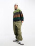Фото #5 товара Urban Revivo oversized striped dad jumper in green multi